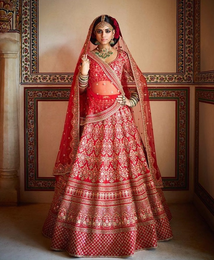 Bridal heavy outlet lehenga red colour